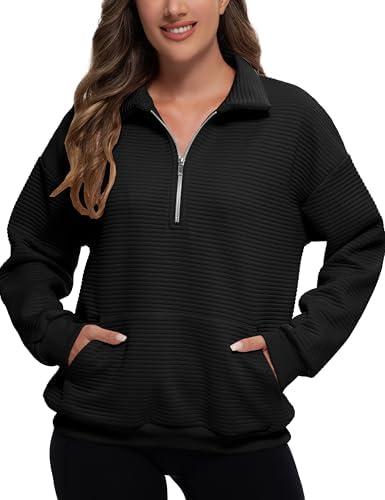 MathCat Womens Oversized Sweatshirts Half Zip Pullover Hoodies Casual Sweaters Loose Fit Fall Winter Fashion Clothes Outfits S