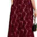 RWJ Women's Plus Size Wedding Guest Dress 2026 Floral Lace Wrap V Neck Sleeveless Formal Cocktail Party Maxi Dresses (Burgundy, Large)