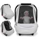Baby Car Seat Cover,Sunproof Car Seat Canopy for Babies, Extra Large Mesh Window Baby Car Seat Sun Shade Cover,Infant Carseat Covers for Summer/Autumn Use(Gray)