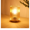 Battery Operated Lamp, Cordless Table Lamp with Timer, Desk Bedside Lamps with LED Warm Light, Glass Small Table Lamp for Bedroom, Bathroom, Living Room, Home Decor - Amber