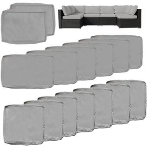 14 Piece Patio Cushion Covers Replacement Waterproof Outdoor Cushion Covers Replacement Patio Furniture Cushion Covers with Zipper 25.6 * 25.6 * 3.9in(Gray (Only Cover))
