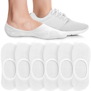 Eedor No Show Socks Womens Invisible Liner, Non Slip & Low Cut, Casual & Formal Wear, Soft & Stretchable (White)