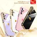 LeYi for Samsung Galaxy A15 5G Case: with Tempered Glass Screen Protector [2 Pcs]+Camera Lens Protection, Love Heart Plating Girly Luxury Shockproof Case for Samsung A15, Cute Present for Mom, Purple