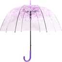 Cherry Blossoms Umbrella Cute Transparent Bubble Umbrella Clear Dome Semi-Automatic Sunny Umbrella for Kids Girls Boys or Women Romantic Windproof Wedding Decoration Umbrella (Purple)