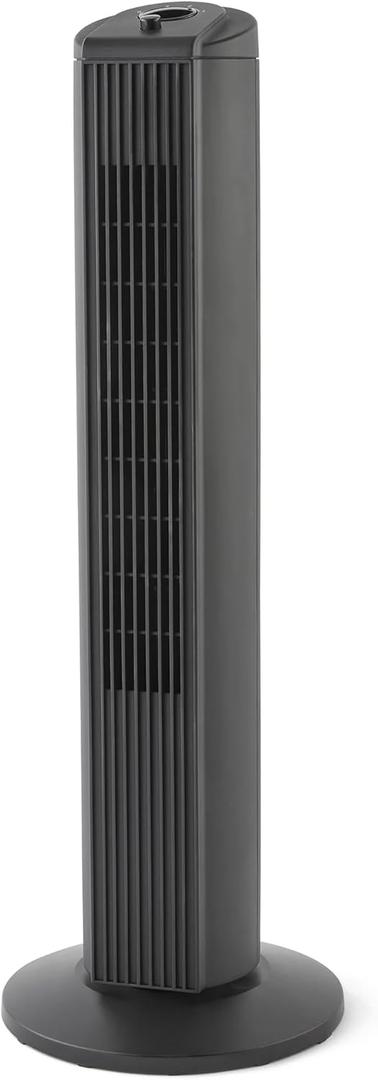 28-Inch 3-Speed Oscillating Tower Fan (Black) - 3 Wind Speeds + 3 Comfort Modes for Home & Office