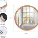 LVMU Round Oak Woodgrain Frame Wall Mirror 20 Inch Rustic Farmhouse | Decorative Brown Circle Mirrors for Bathroom Hanging Vanity Mirror Hallway Entryway Bedroom (Oak, 20"L x 20"W)