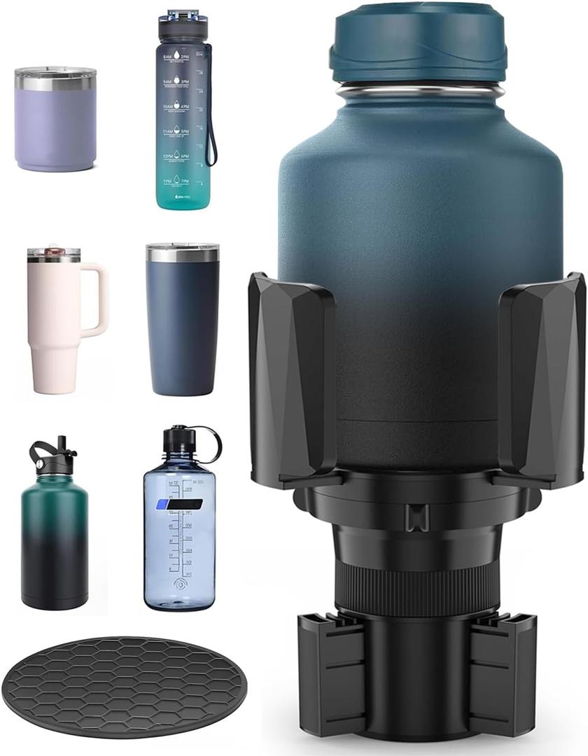 DYLEN Car Cup Holder Expander, Cup Holder Extender Adapter for Car with Expandable Insert, Compatible with Yeti 20/26/30oz, Hydroflask 32/40oz, Large Water Bottles in 3.0"4.1"