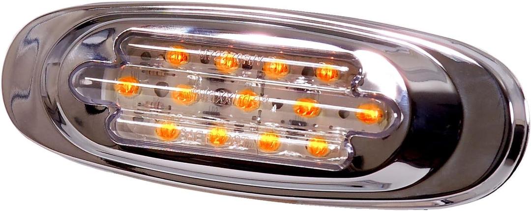 Maxxima M72270YCL Amber LED Clear Lens Oval Clearance Marker Light with Stainless Steel Bezel