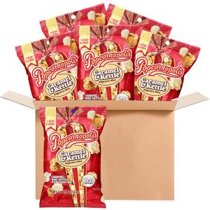 Popcornopolis Gourmet Popcorn, Caramel & Kettle Mix, Sweet & Salty, 6-Pack Snack Bags, Bulk & Single Serve, Non-GMO, Gluten-Free, BB 02/27/2026