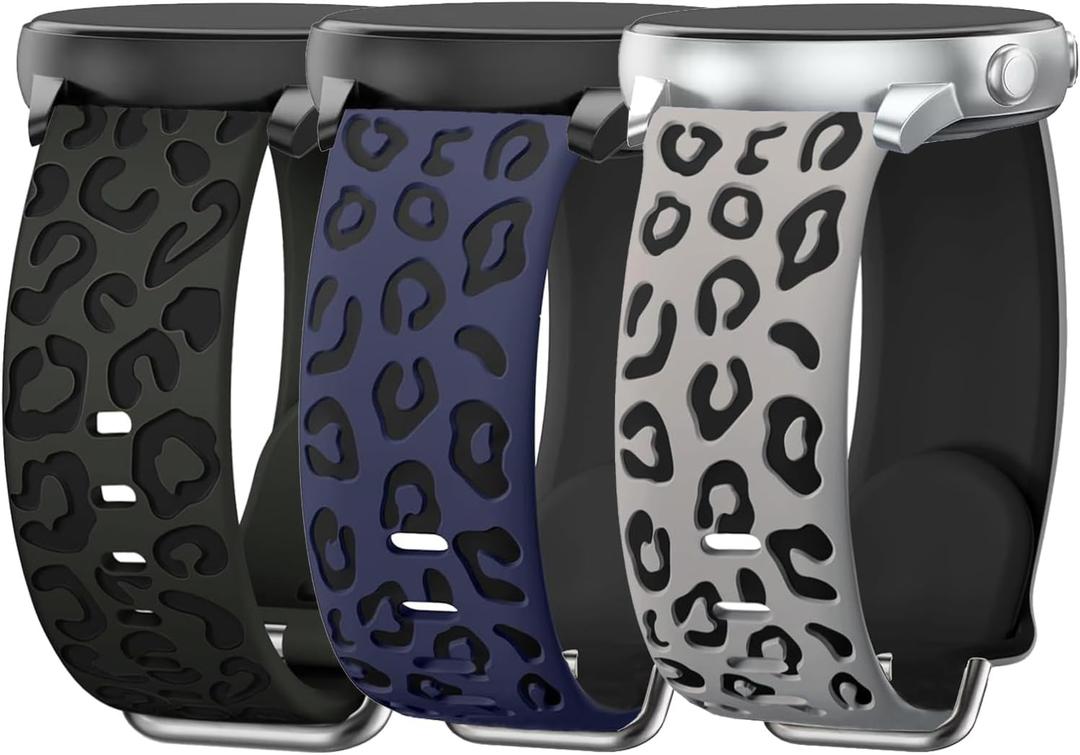 3 Pack Leopard Engraved Bands Compatible with Samsung Galaxy Watch Ultra Bands 47mm(2025/2024), Breathable Soft Silicone Waterproof Replacement Straps Wristbands for Samsung Watch Ultra 2/Ultra Band (Black, Midnight Blue&Black, Gray&Black)