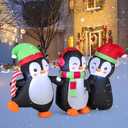Tangkual Christmas Inflatable Penguins Family, Pre-Lit Festive Inflatable with Built-in LED Lights, Blow up Xmas Decoration for Living Room, Garden, Yard and Lawn
