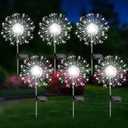 Solar Garden Lights Outdoor, 6 Pack 120 LED Twinkling Firework Lights Decorative with 2 Modes, Outdoor Waterproof Solar Starburst Light for Yard Pathway Planter Patio Decor, White