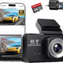 4K Dual Channel Dash Cam Front and Rear, Free 64GB Card Included, 5.8GHz WiFi Dash Camera for Cars, Built-in GPS, G-Sensor, 170Wide Angle, 3" IPS Screen, 24H Parking Mode, Support 512GB Max
