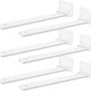 Heavy Duty Shelf Brackets, Floating Shelf Bracket 8 inch 6 Pack L Brackets for Shelves White Metal Support Bracket for DIY Decorative with Mounting Hardware