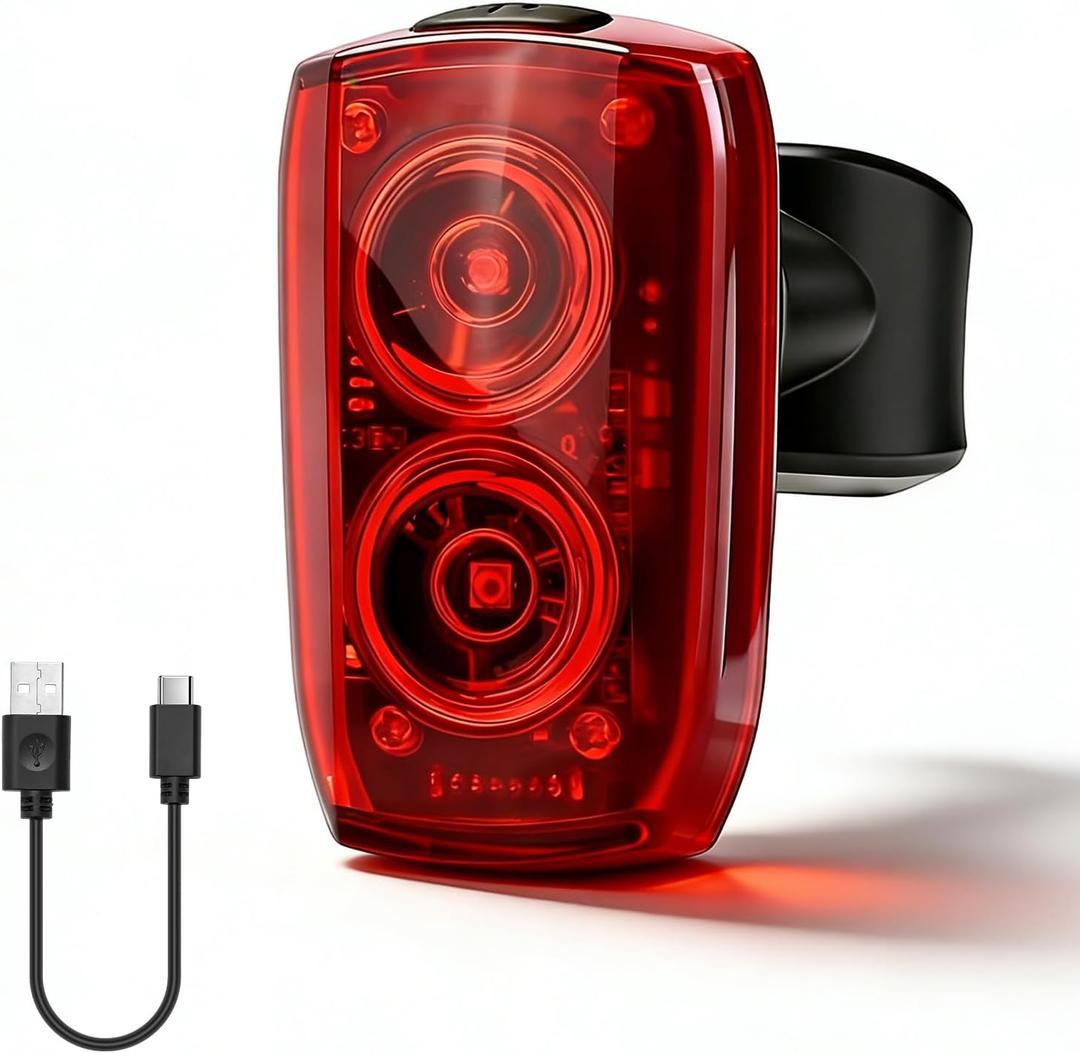 APECYC Bike Tail Light with Dual Light Heads, USB Rechargeable Bicycle Rear Light for Night Riding with 5 Modes Ultra Bright Safety Taillight for Road Mountain Commuter Cycling Accessories