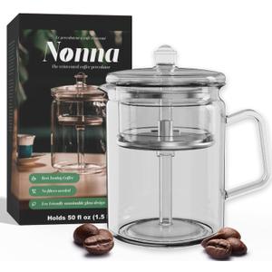 Glass Coffee Percolator - The Nonna | Non-Electric Borosilicate Glass & Stainless Steel | Eco-Friendly Coffee Gift | BPA Free | Stovetop Glass Percolator (1 Unit)