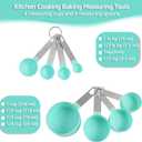 Measuring Cups and Spoons Set, 8-Piece Plastic Measure Cups, Kitchen Cooking Baking Tools, Nesting Design with Stainless Steel Handles for Liquid, Dry Ingredients (Green)