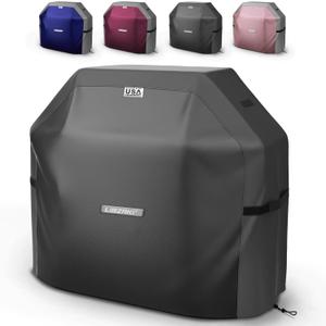 LIBZAKI Grill Cover 420D Waterproof, Weather Resistant, Rip-Proof, Anti-UV, Fade Resistant,Gas Grill Cover for Weber,Char Broil,Nexgrill Grills, etc.52 inches-Black