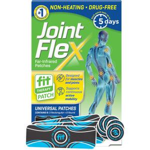 JointFlex FIT Therapy Far Infrared Universal Patch, Supports Continuous Active Mobility for Muscles & Joints, up to 5 Days/Patch, Water Resistant, Non-Heating, Drug-Free, 9-ct, 3 Rectangular/6 Round