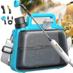 Battery Powered Garden Sprayer 2 Gallon, Electric Pump Sprayer with 3 Mist Nozzles, Rechargeable Handle, Telescopic Wand, Adjustable Strap, Water Spray Weed Sprayer for Lawn, Garden, Yard, Plants