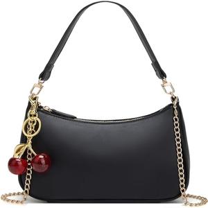Black Shoulder Bag for Women Cute Hobo Purse Retro Clutch Underarm Handbag with Removable Straps (WY23-A)
