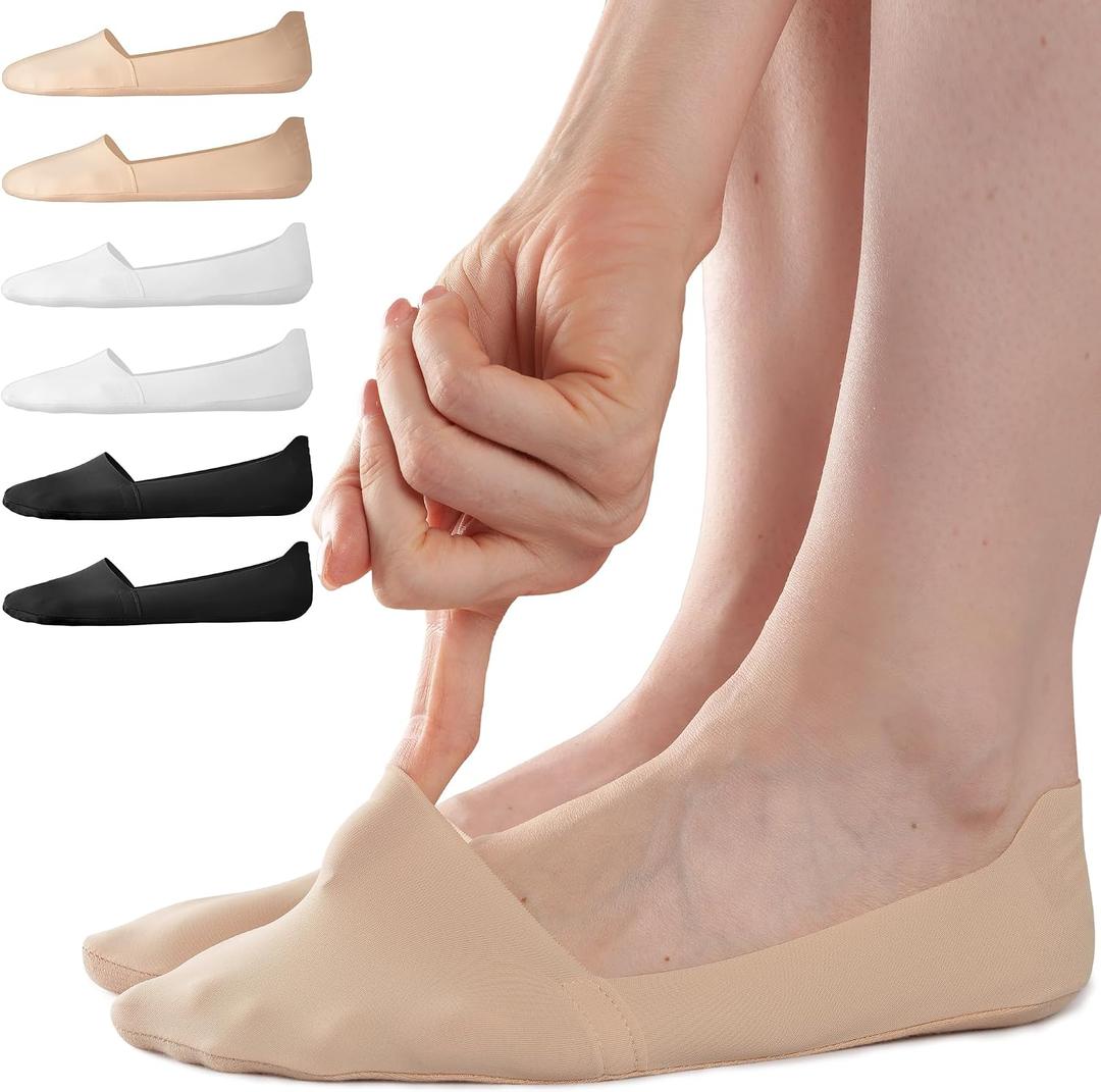 No Show Socks Women Non Slip Low Cut Ice Silk Surface Thin Invisible Liner Footies For Flats Loafers Lightweight 6 Pair (US, Numeric, 5, 9, Regular, Regular, Black*2/ White*2/ Nude*2)