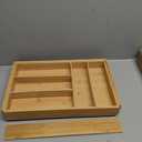 Briwooody Bamboo Sliding Desk Drawer Organizer 9.4'' up to 18'' x 15'' x 2'' Expandable Office Desk Accessories Supplies Tray with 7 Compartments for Pens, Notebooks, Rulers, and Makeup Jewelry Vanity