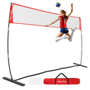 Volleyball Net, 12ft Training Set Height Adjustable, Portable Freestanding Practice for Hitting or Serving Drills, Pop up With Carry Bag for Backyard or Outdoor