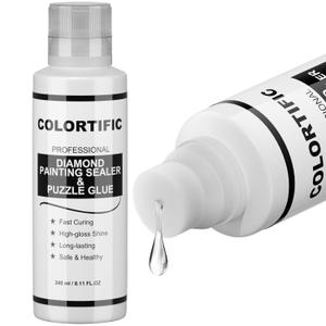 Diamond Painting Sealer Glue - 240ml High Gloss Shine Finish and Long Lasting Top Coat Glue for Home DIY Diamond Painting and Puzzle Glue (8oz)