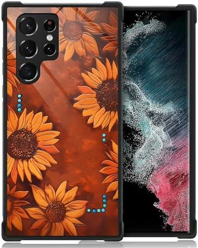 Flivro Case for Samsung Galaxy S23 Ultra,Slim Anti-Drop Military-Grade TPU Protection with Shock-Absorbing Edges Cover Case for Samsung Galaxy S23 Ultra - Retro Sunflower