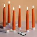 Eywamage Orange Flameless Taper Candles with Remote, Flickering Battery LED Wax Candlesticks Set of 6