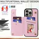 UEEBAI Wallet Case for iPhone 15 Pro Max with Card Holders, PU Leather Cover Kickstand RFID Blocking Double Magnetic Clasp Rilievo Flower Shockproof Flip Case for Women Girls - White Daisy