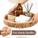 Round Wicker Tray 16'' Water Hyacinth Woven Tray with Handles Decorative Large Serving Trays for Coffee Table for Kitchen, Living Room, Bedroom Home Decor(Water Hyacinth)