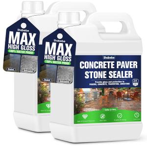 Premium Stone Sealer, 2 Gallon Max Gloss Wet Look for Pavers, Driveways & Patios Waterproof & UV Resistant, Long-Lasting Protection with Enhanced Color for Natural Stone Surfaces