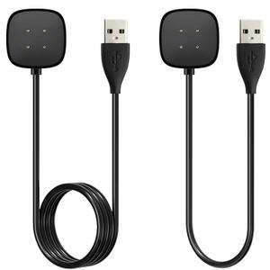 [2-Pack] Charger Cable Compatible with Smart Watch Fitbit Sense/ Versa 3, Replacement USB Charging Cradle Dock Stand Cable (3.3 ft/1.0ft)