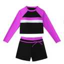 Girls Long Sleeve 2 Piece Rash Guard Set Flower Print UPF 50+ Bathing Suit Sun Protection Teens Swimwear 9-10Y