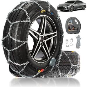 Auto Fixing Snow Chains for Car Tires, Tire Chains for Passenger Cars, Sedan, SUVs, Quick Fit & Easy Installation Snow Tire Chains, Portable Reusable Emergency Tire Traction Chain, Set of 2 (HPK-1553)