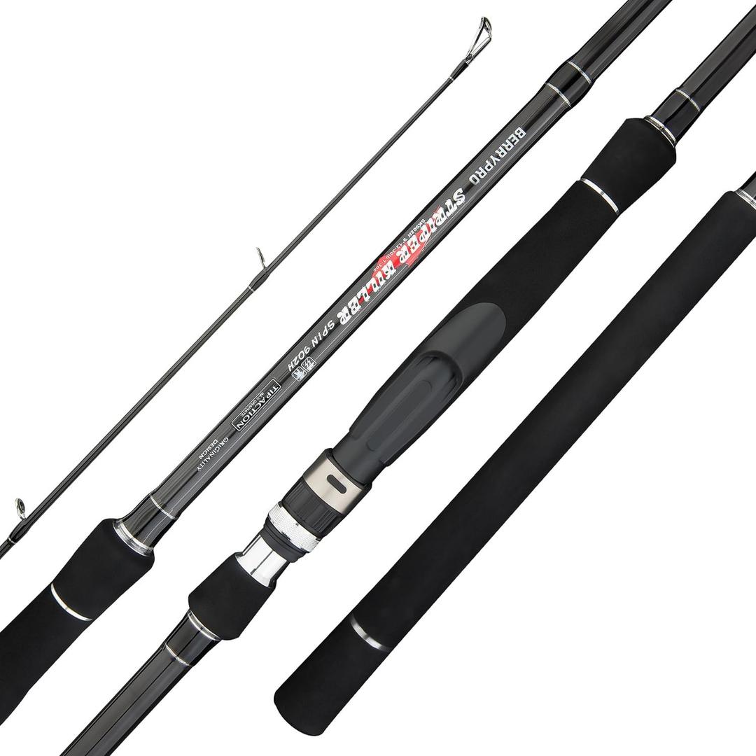 BERRYPRO Light Surf Spinning Rod Striper Fishing Rod Striped Bass Surf Rod (9'-Medium (10-20lbs))