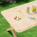 misaya Rectangle Vinyl Tablecloth, Fitted Table Cover, Waterproof, Elastic Edge, Plastic Table Cloth Fit 8 Foot Folding Tables for Picnic, Indoor and Outdoor (Wood, 30 x 96 inch) (Original)