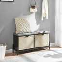 Shoe Storage Bench with 2 Flip Drawers, Shoe Organizer Cabinet Benches with Cushion Shoe Rack for Front Door Entrance Entryway Living Room(Oak&Black)