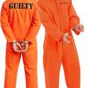 fun shack Prisoner Costume Men,Inmate Costume Men, Convict Costumes, Halloween Costumes for Adults (Large)