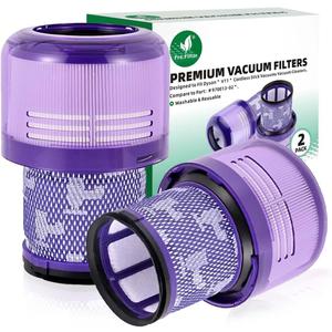 2 Pack Filters Replacement Compatible with Dyson V11 Animal, V11 Torque Drive, V11 Complete, V11 Extra, V15/V15s Detect, Washable, Reusable Cordless Vacuum Filter for Pet Hair, Dirt, Dust