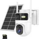 Dual Lens 4G LTE Cellular Security Camera Outdoor Wireless, 365 Day Free Unlimited Data No WiFi Solar Powered Security Camera, 2K 360° Color Night Vision, PIR Motion Detection, Built-in VSIM