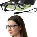 0.75mmpb X-Ray Lead Glasses, Eye Safety Glasses with Side Shields, Lightweight Lab Dental Glasses with Storage Case Cleaning Cloth Eyeglass Strap for Eye Protection (Black Frame)
