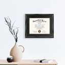 GraduationMall 11x14 Diploma Frame with Black over Gold Mat or Display 15x18 Certificate without Mat,Solid Wood & UV Protection Acrylic,Glossy Black Finish with Gold Trim