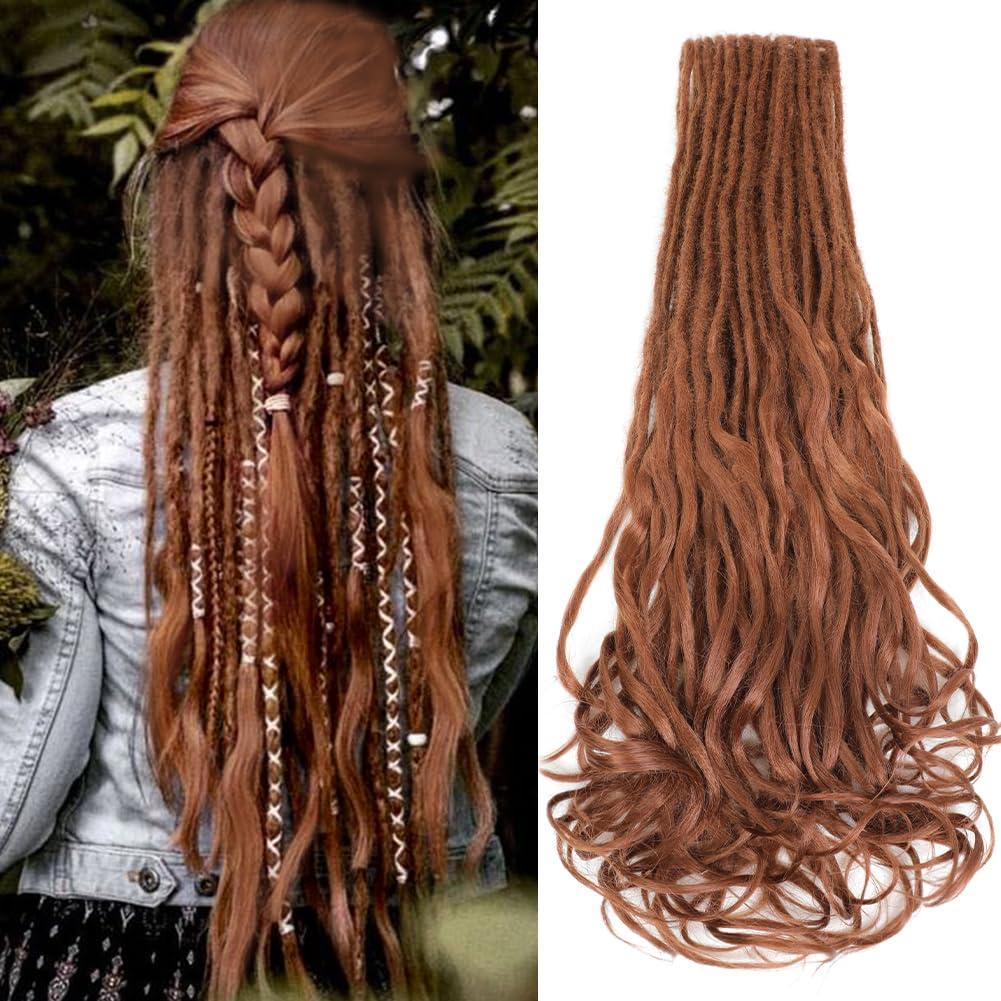 Loose Wave Dreads Synthetic French Curly Double Ended Dreadlock Extensions 24inches 10 Strands Thin Soft Spanish Curly DE Dread Extensions for Women (10 Strands, 30#)