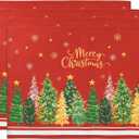 Christmas Tree Double-Layer Placemats, 1319, Set of 4 Washable Heat-Resistant Non-Slip Cloth Table Mats for Christmas Seasonal Holiday Decor