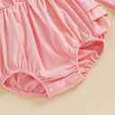 Newborn Baby Girl Outfit Ruffle Bubble Romper Long Sleeve Infant Bodysuit Jumpsuit with Headband Clothes (Pink)