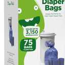 Pail Buddies Diaper Bags, 75 Count, Fresh Powder Scent, Compatible with Ubbi Diaper Pail, Made with Recycled Material, 13 Gallon Capacity, Strong and Durable