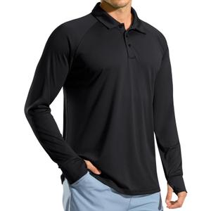 Pudolla Men's Long Sleeve Golf Polo Shirt UPF 50+ Lightweight Sun Protection Cool SPF Quick Dry UV Shirts for Men Hiking Outdoor(Purple,M)